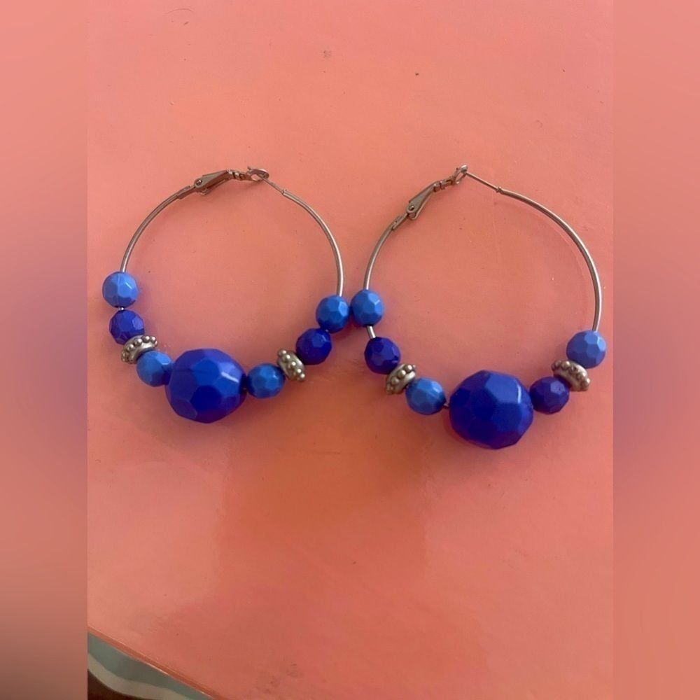 Earrings blue and silver